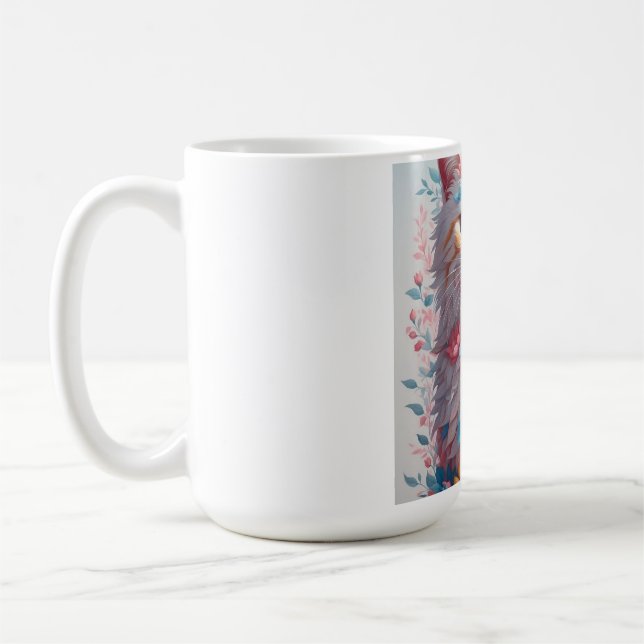Caneca de Gato Floral - Caneca de Café de Gato com (Esquerda)