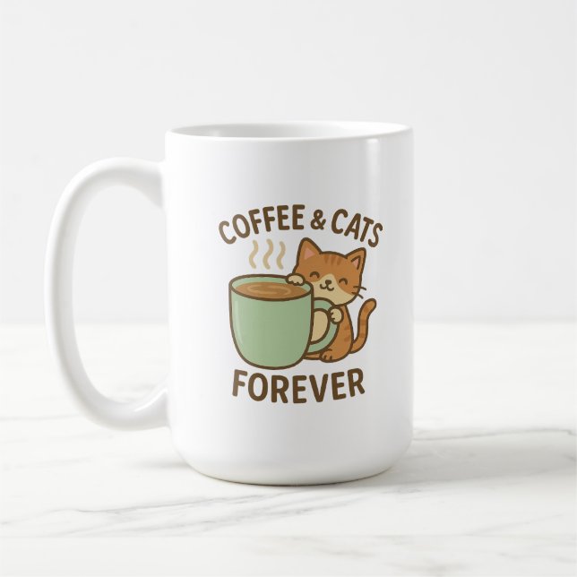 Caneca de Gato Fofa Café & Gatos Para Sempre ☕🐾 (Esquerda)