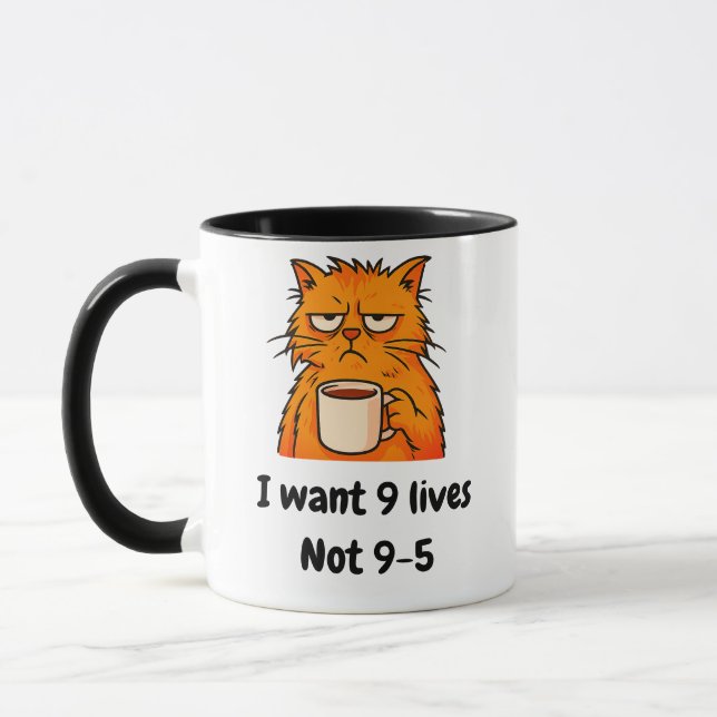 Caneca de Gato Laranja Engraçada (Esquerda)