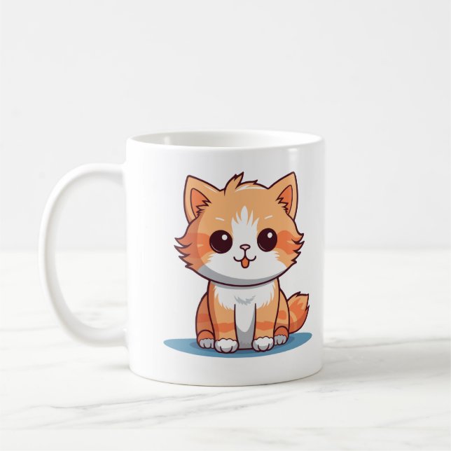 Caneca de Gato Laranja Fofo – Xícara de Café de Ga (Esquerda)