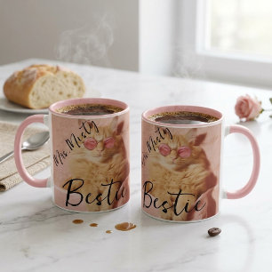 Caneca de Gato Laranja Personalizada com Óculos