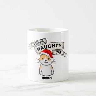 Caneca de Gato Malvado Feliz - Café de Natal Engra