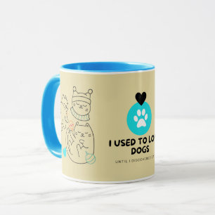 Caneca de Gato Marrom Oliva e Azul Moderno