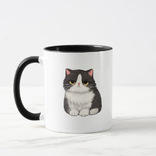 Caneca de Gato Preto e Branco Mal-Humorado