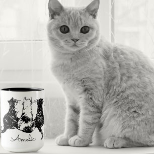 Caneca de Gato Preto e Branco Monograma