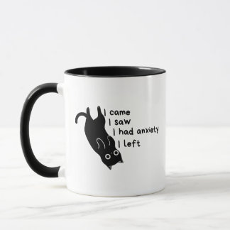 Caneca de Gato Preto Minimalista Ansiedade Engraça