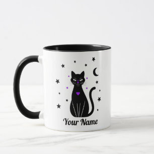 Caneca de gato preto personalizada