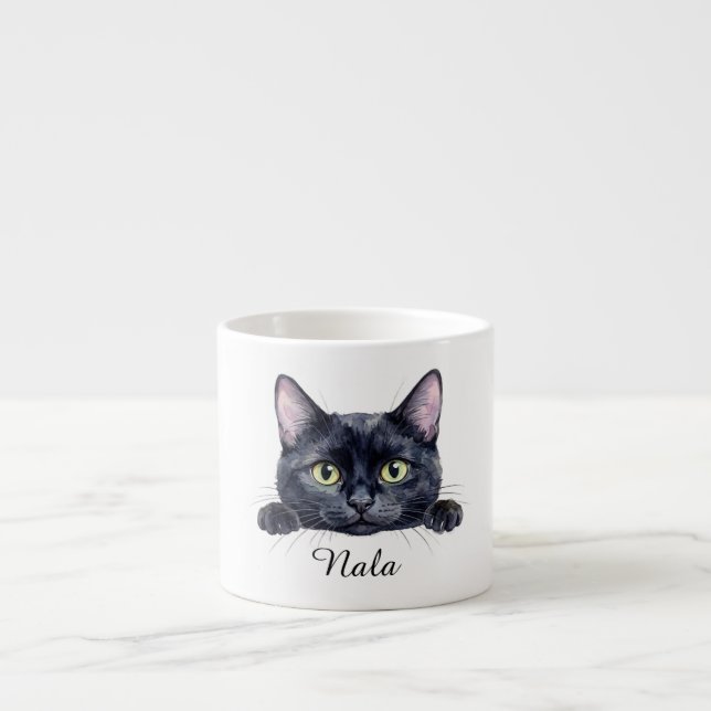 Caneca de Gato Preto Personalizada | Caneca de Caf (Frente)