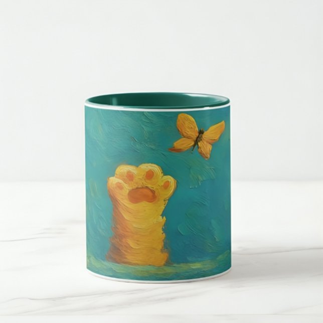 Caneca de Gato Whimsical - Estilo de Textura Artís (Criador carregado)