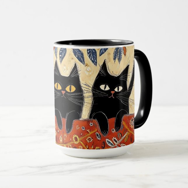 Caneca de Gatos Pretos (Frente Esquerda)