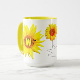 Caneca de Girassol | Caneca Monograma e Nome Perso