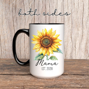 Caneca de girassol personalizada para mamãe, vovó 