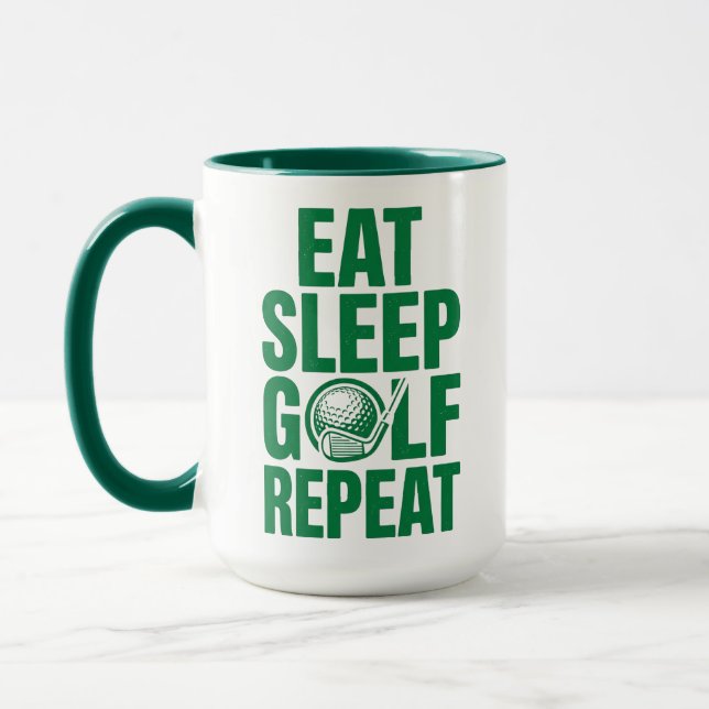 Caneca de Golfe Divertida, Coma Durma Golfe Repita (Esquerda)