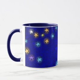 Caneca de Gravura Vintage Estrelas Coloridas