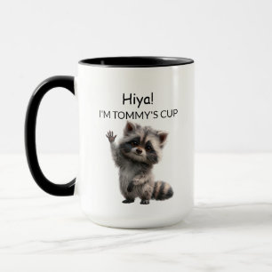 Caneca de Guaxinim Bebê Acenando Fofa   Personaliz