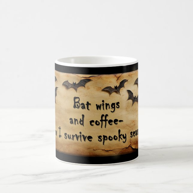 Caneca de Halloween Asas de Morcego e Café (Centro)