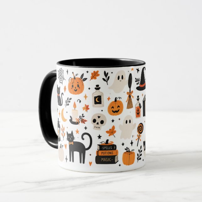 Caneca de Halloween Assustador Fofa (Frente Esquerda)