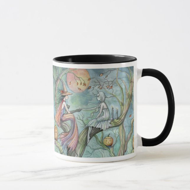 Caneca de Halloween Bruxa Gótica Fantasma (Direita)