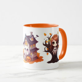 Caneca de Halloween com alça laranja