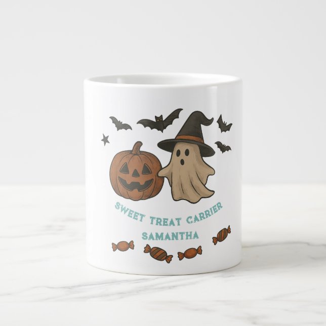 Caneca de Halloween Cuta Spooky - Boos, Morcegos e (Frente)