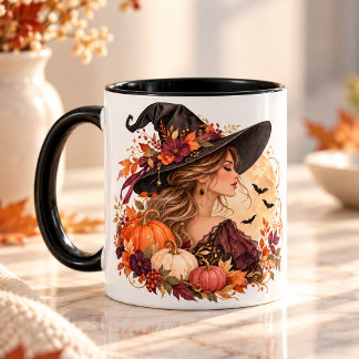 Caneca de Halloween da Bruxa Elegante | Lua de Out