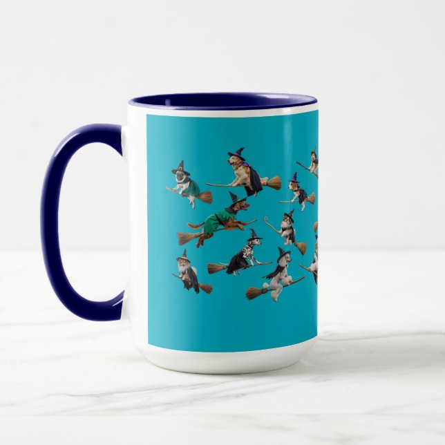Caneca de Halloween de Bruxa de Cachorro Fofo (Esquerda)