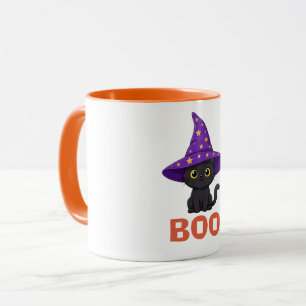 Caneca de Halloween de Bruxa de Gato Preto Fofa