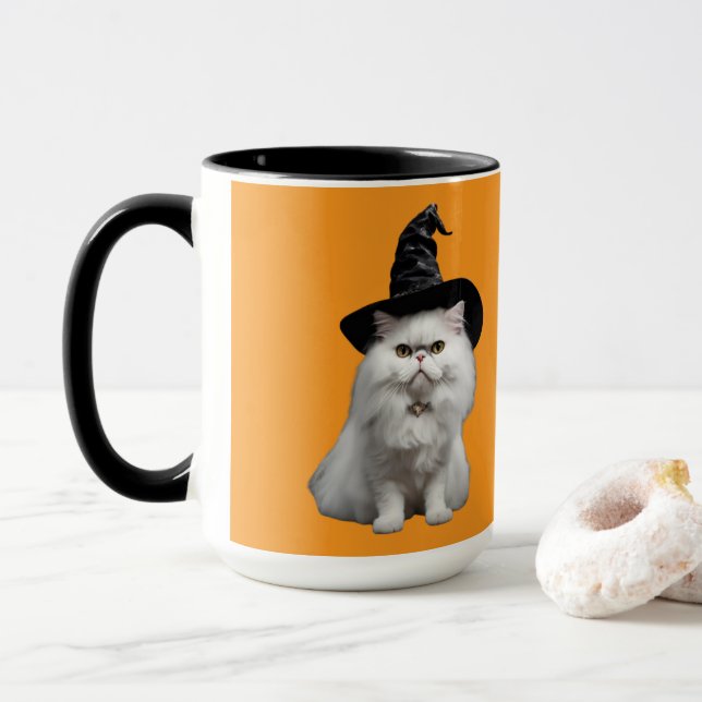 Caneca de Halloween de Bruxa Persa Branca Fofa (Com Donut)