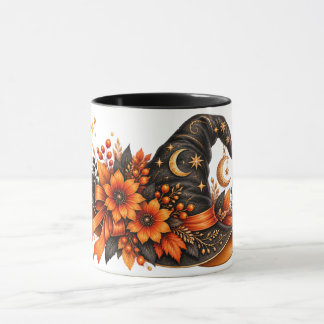 Caneca de Halloween de Chapéu de Bruxa em Aquarela