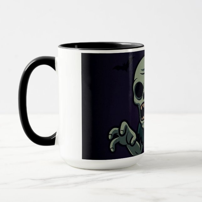 Caneca de Halloween de Zumbi Fofo e Assustador - D (Esquerda)