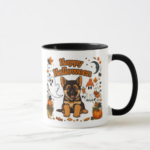 Caneca de Halloween do Pastor Alemão Fofo