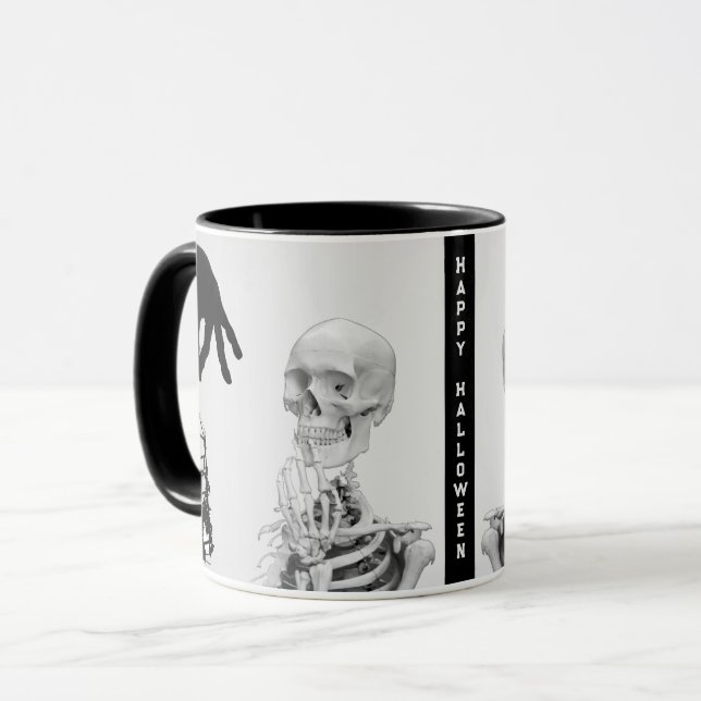 Caneca de Halloween Esqueleto da Mão (Frente Esquerda)