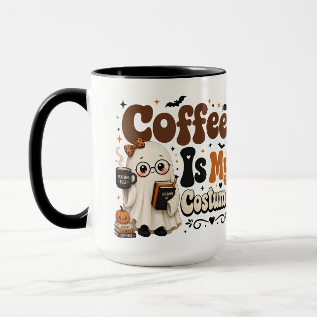 Caneca de Halloween Preta para Professores com Caf (Esquerda)
