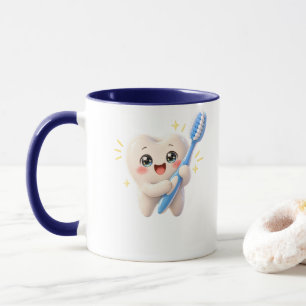 Caneca de Higienista Dental com Personagem de Dent