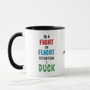 Caneca de Humor Engraçado Luta ou Fuga e Café