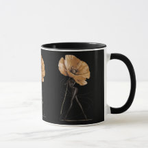 Caneca de Ilustração de Moda Deusa Floral Elegante