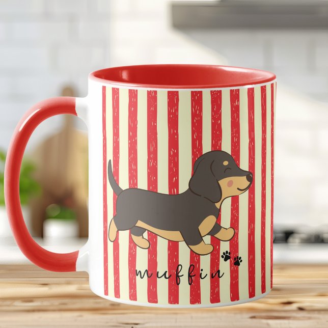 Caneca de Ilustração do Dachshund com Listra Verme (Criador carregado)