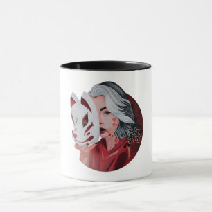 Caneca de Ilustração Mujina Vermelha e Preta