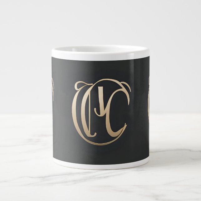 Caneca de Inicial com Monograma Dourado - Presente (Frente)