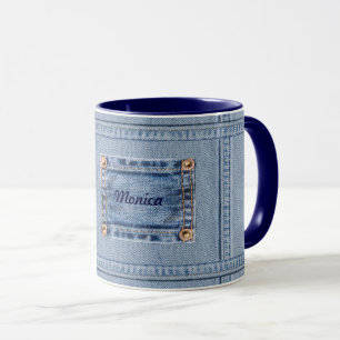 Caneca de jeans com seu nome