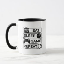 Caneca de Jogador Retro Divertida Coma Durma Jogue