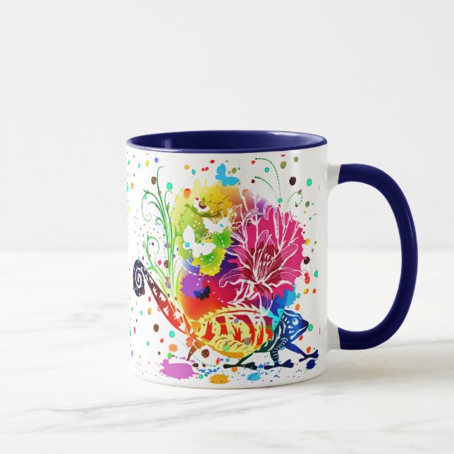 Caneca de lagarto floral colorido (Direita)