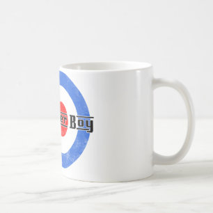 Caneca de Lambretta do menino do patinete