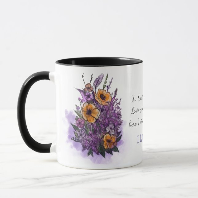 Caneca de Lavanda Romântica Personalizada para Ela (Esquerda)