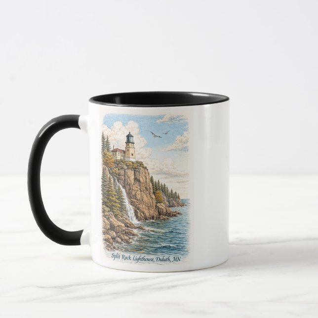 Caneca de Lembrança do Farol Split Rock, Duluth, M (Esquerda)