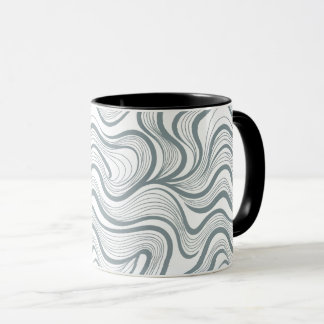 Caneca de Listras Onduladas Abstratas Modernas