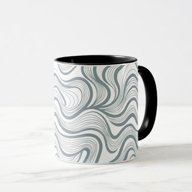 Caneca de Listras Onduladas Abstratas Modernas (Frente Esquerda)