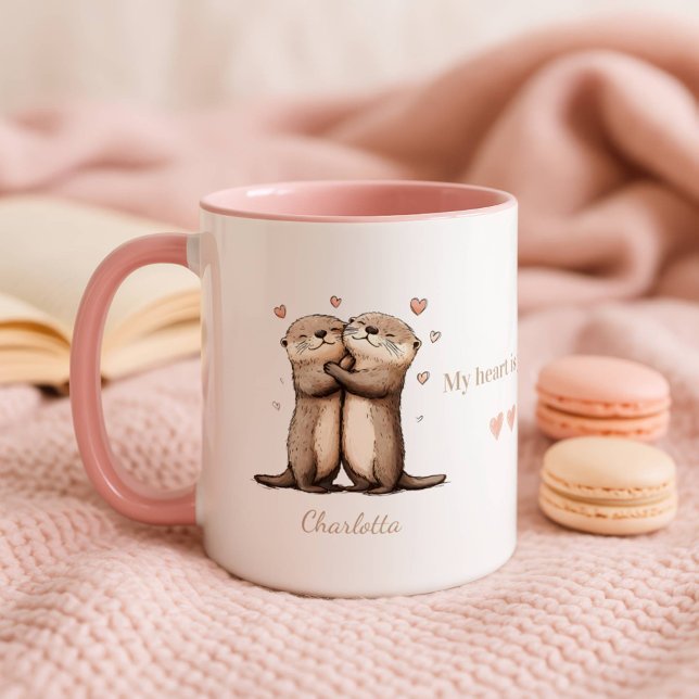 Caneca de Lontra Personalizada Meu Coração É Seu (Criador carregado)