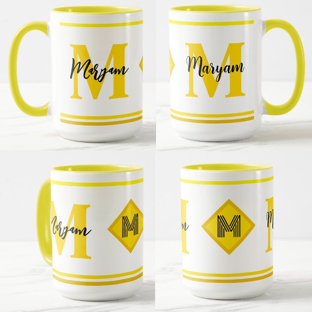 Caneca de Luxo Monogramada com Nome e Inicial Pers (luxury coffee mugs)