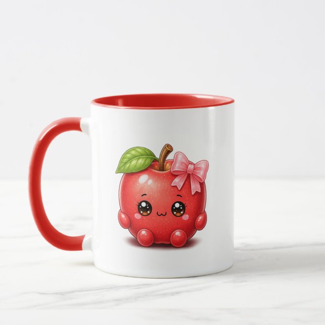 Caneca de Maçã Kawaii Fofa (Esquerda)